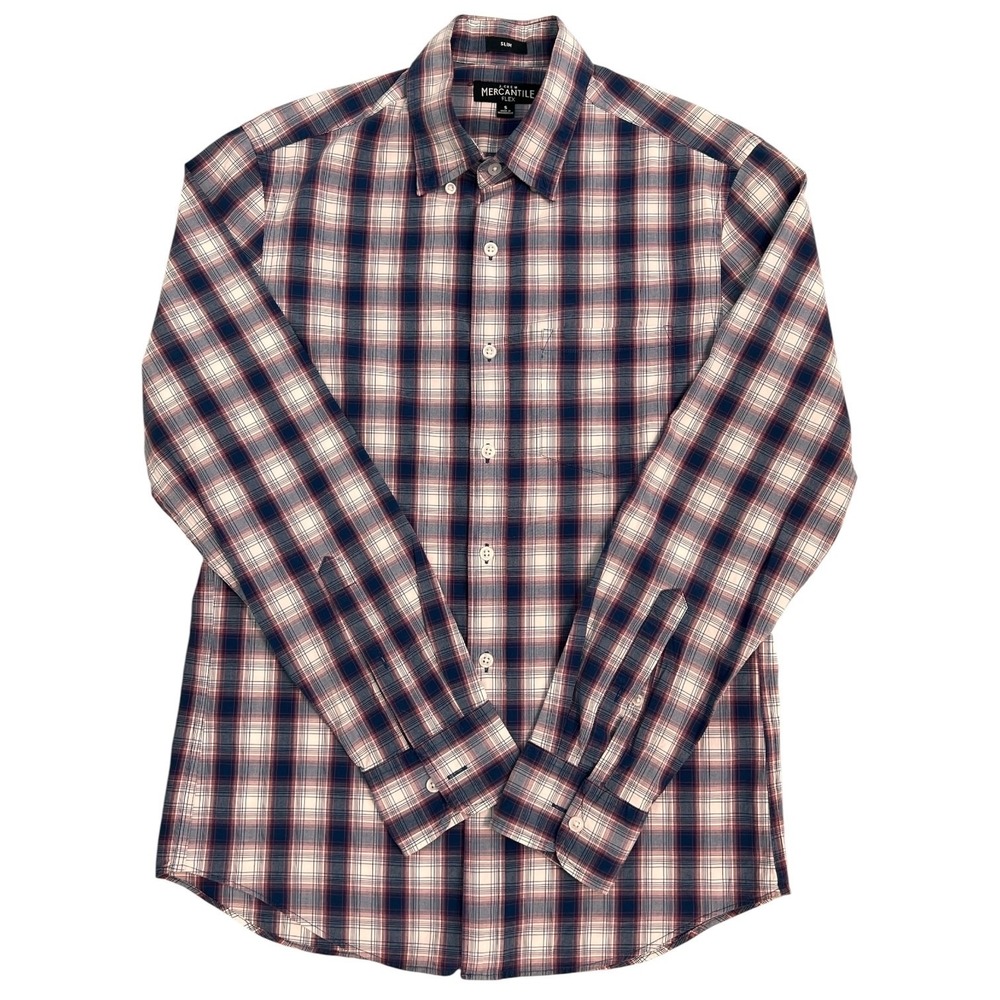 J.Crew Mercantile Flex Men's S Slim Red Blue Plaid Check Stretch Button Up Shirt